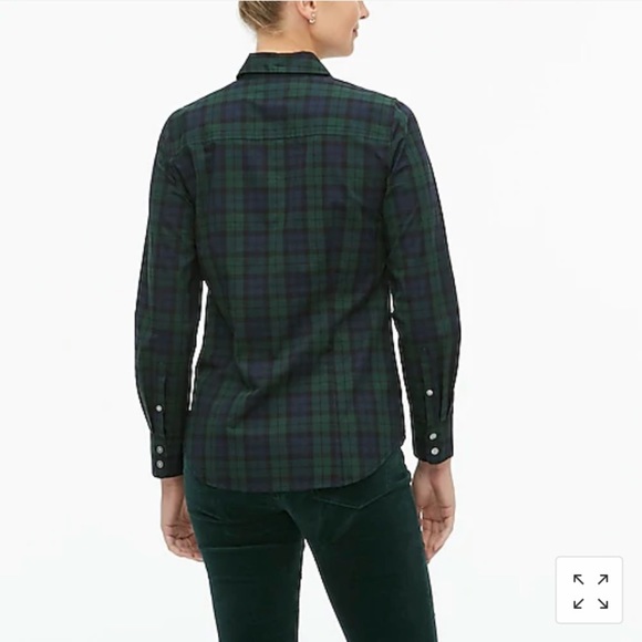 J. Crew Factory Black Watch plaid button-up stretch cotton poplin shirt AS418 XS - Picture 4 of 7